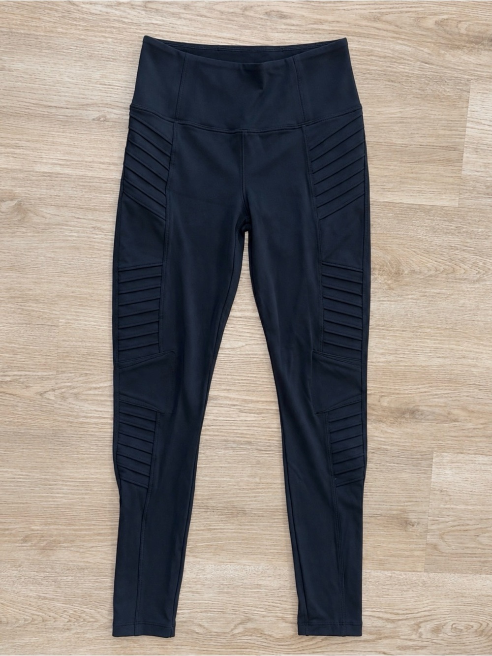 Athleta Black High-Waist Moto-Style Leggings